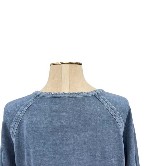 Wrap London Garment Dyed Top Blouse Tee Shirt Hemp Cotton Blue Size US 12 - Picture 7 of 12